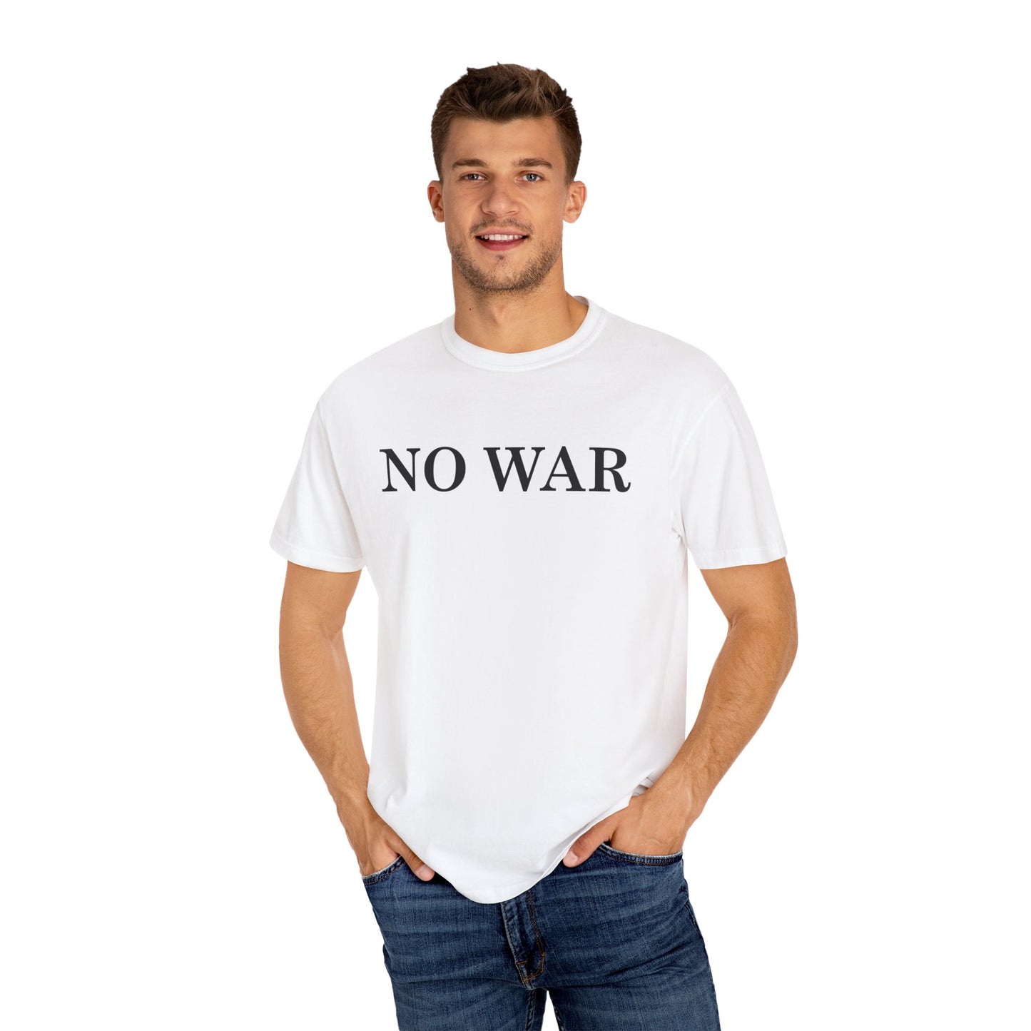 Statement Unisex T-Shirt - 'NO WAR' Graphic Tee for Peace Lovers, Casual Clothing, Activism Apparel, Everyday Wear, Unique Gift - TINMICO