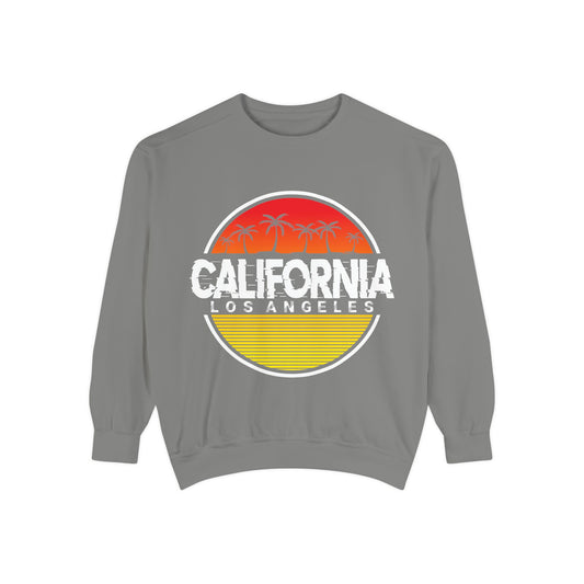 California Garment-Dyed Sweatshirt, Vintage California Sweatshirt, Los Angeles Apparel, Summer Vibes, Stylish Casual Wear - TINMICO
