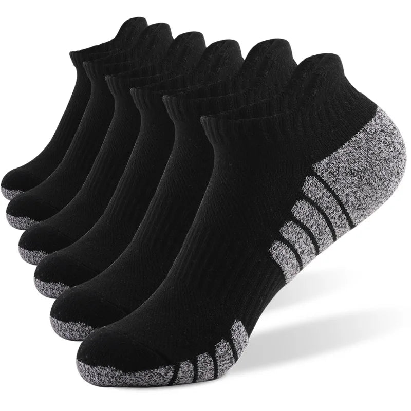 New thickened towel bottom running socks mesh boat socks non-slip breathable sports socks Low cut Men's socks Women's socks,3pairs | TINMICO
