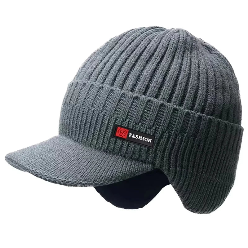 Baseball Cap Male,New Winter Men Hat Outdoor Ear Protection Warm Thick Bicycle Knitted Cap Scarf Windproof Visors | TINMICO - TINMICO