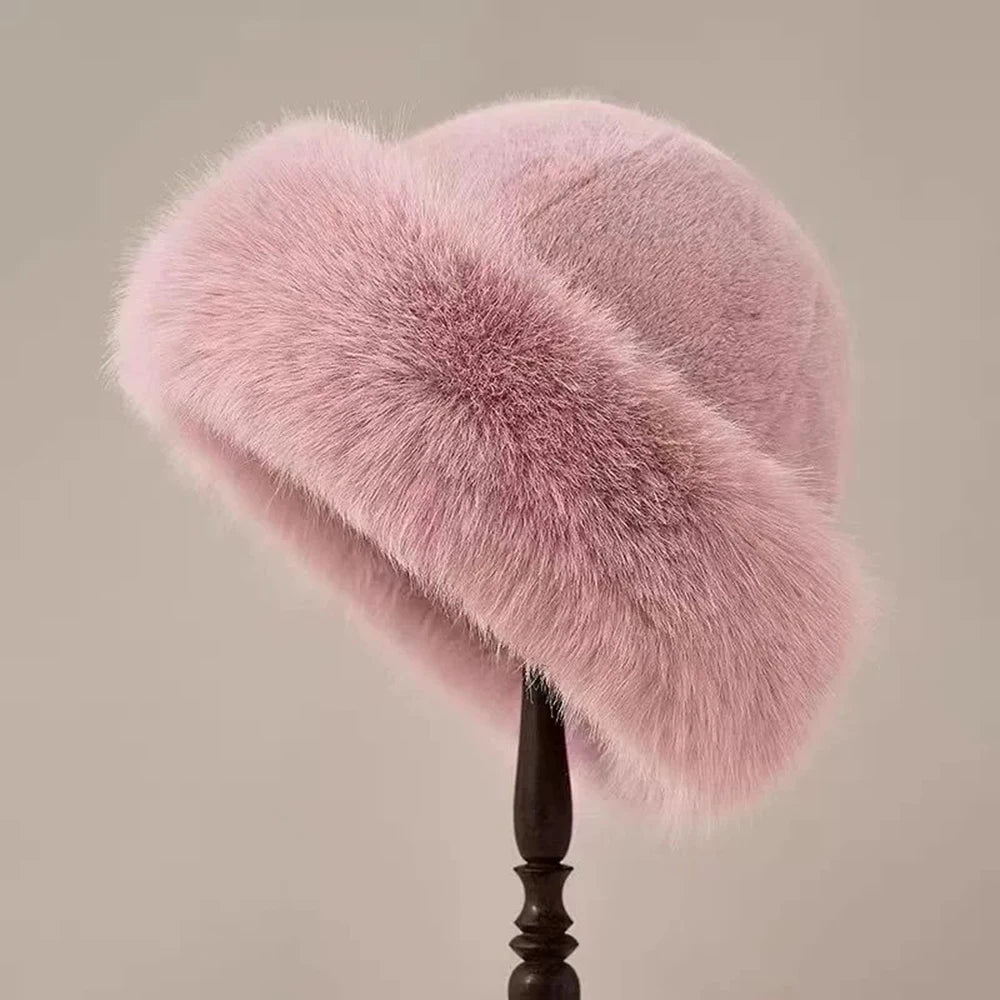 Fluffy Fur Bucket Hat For Women Plush Fisherman Hat Warm Women's Winter Hat Thicken Cold Snowy Day Chrismas Gifts | TINMICO - TINMICO