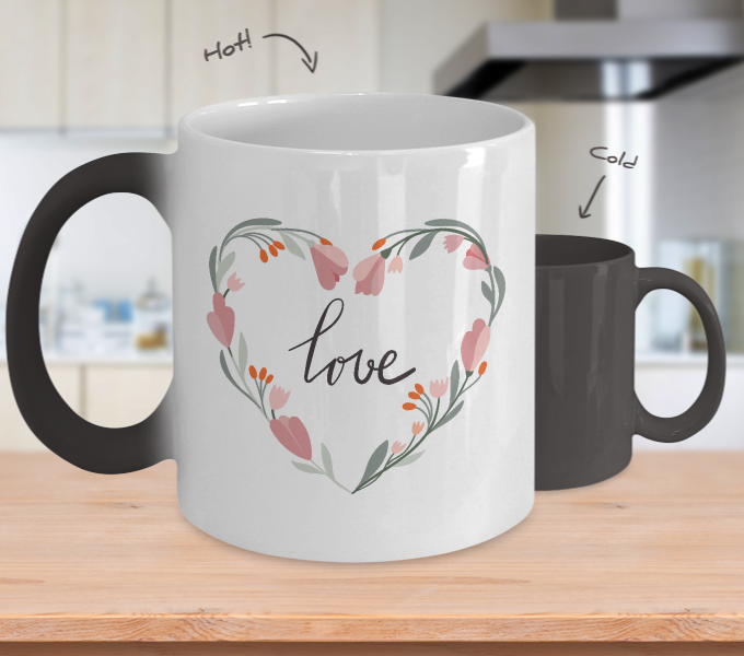 Color Changing Mug,HAPPY VALENTINE'S DAY Mug,Valentine's Day,Coffee Mug,Christmas, Valentine's Day gifts,11 oz tinmico