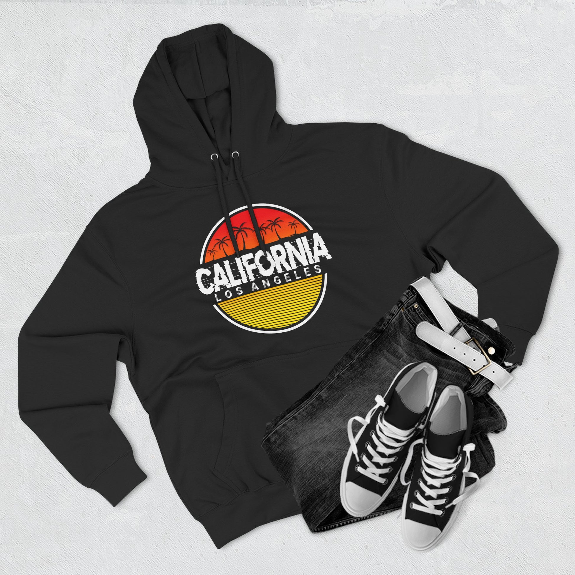 California Sunset Fleece Hoodie, Cozy Sweater, Perfect for Beach Days, Gifts for Her, Summer Vibes - TINMICO