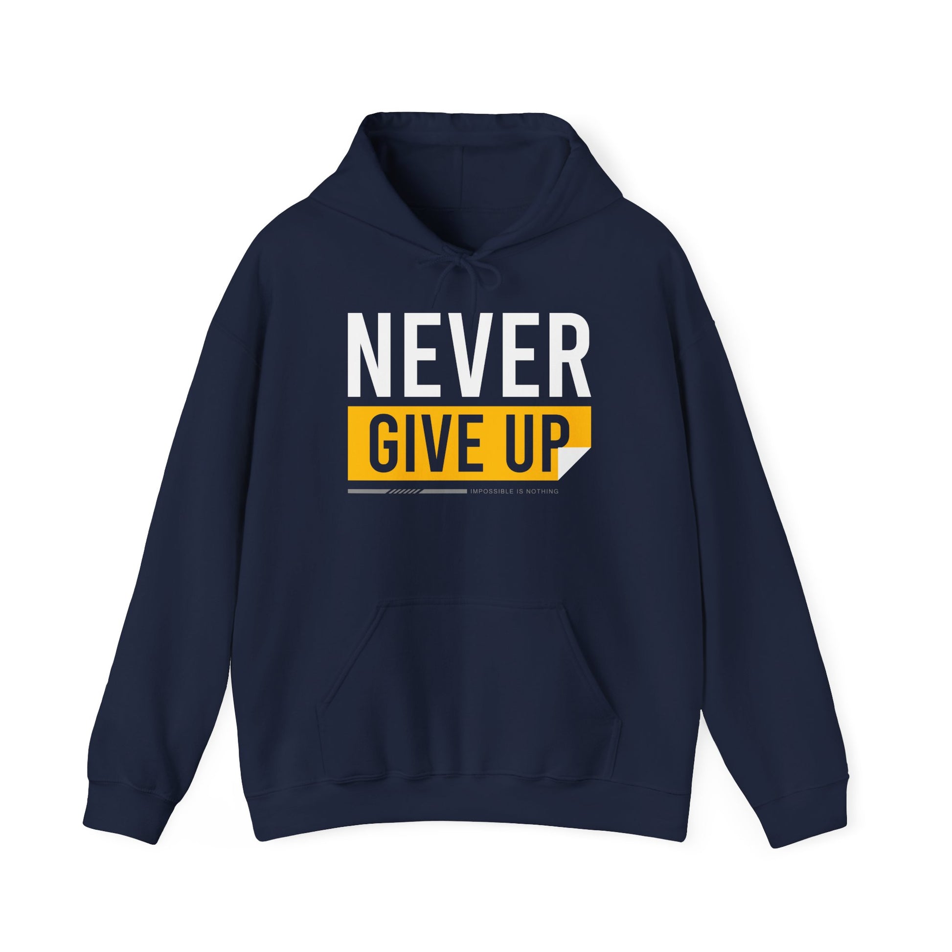 Motivational Hoodie - Never Give Up Unisex Sweatshirt, Cozy Gift, Inspirational Apparel, Everyday Wear, Fitness Motivation - TINMICO