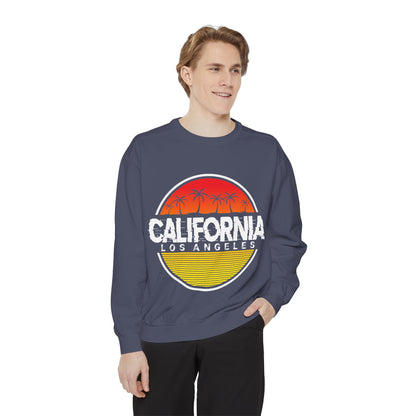 California Garment-Dyed Sweatshirt, Vintage California Sweatshirt, Los Angeles Apparel, Summer Vibes, Stylish Casual Wear - TINMICO