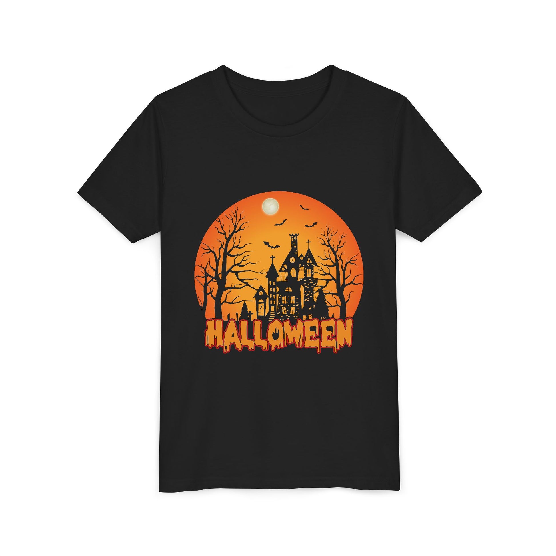 Halloween Youth Short Sleeve Tee, Halloween T-Shirt, Kids Spooky Shirt, Trick or Treat Top, Scary Costume Tee, Fall Celebration Apparel - TINMICO