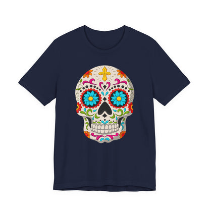 Colorful Sugar Skull Tee - Day of the Dead Shirt, Unisex Casual Wear, Festival Outfit, Gift for Halloween and Celebrations - TINMICO