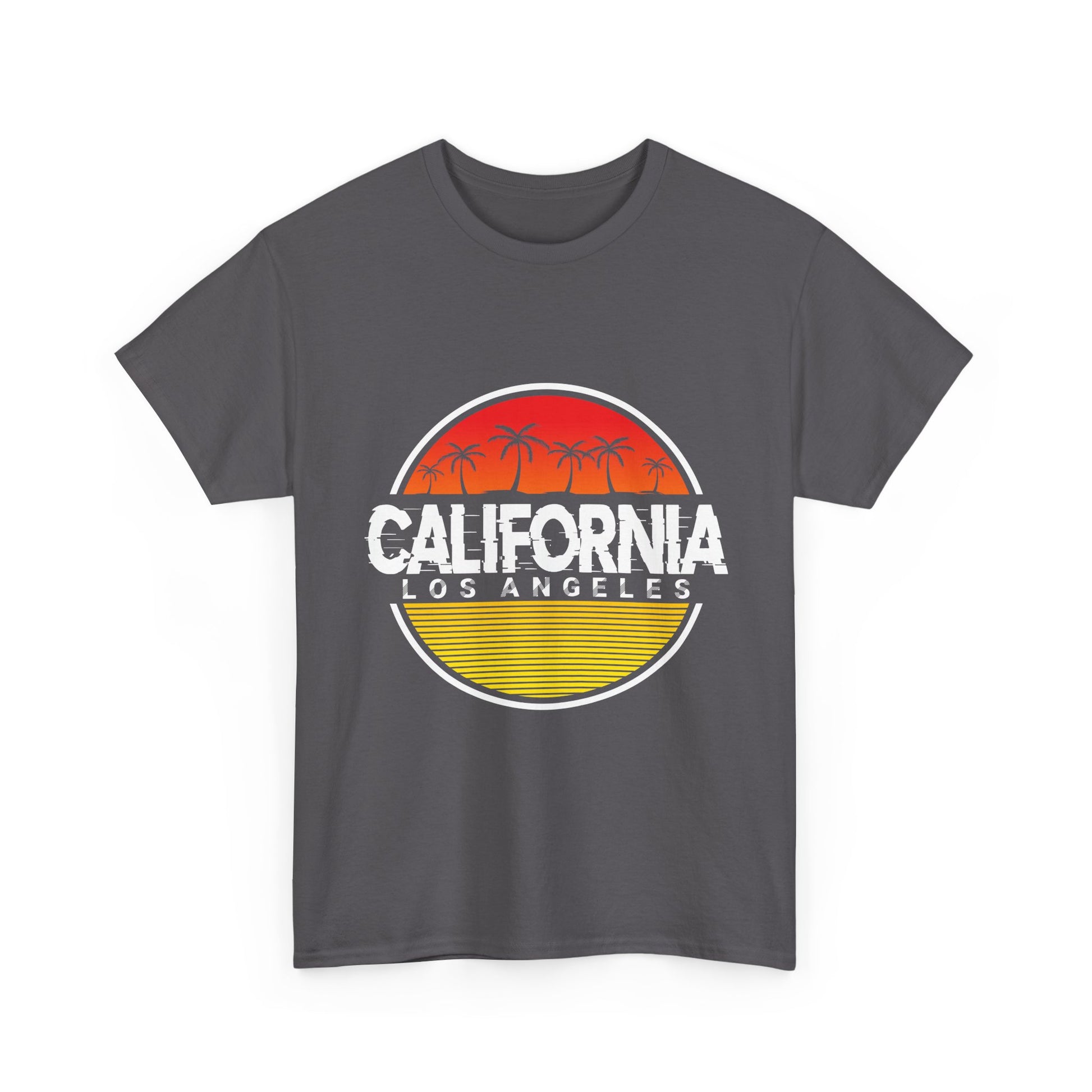 California Sunset Unisex Heavy Cotton Tee, Casual Wear, Summer Vibe, Gift for Travelers, Beach Party Shirt, Graphic Tee - TINMICO
