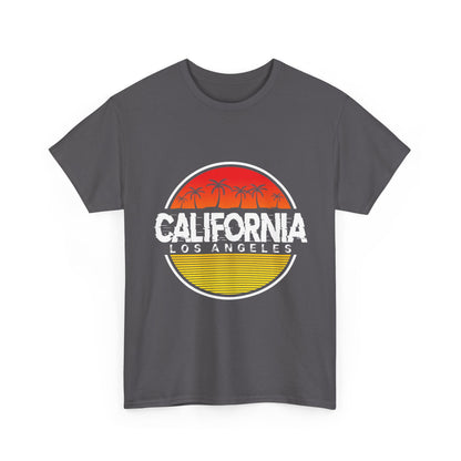 California Sunset Unisex Heavy Cotton Tee, Casual Wear, Summer Vibe, Gift for Travelers, Beach Party Shirt, Graphic Tee - TINMICO