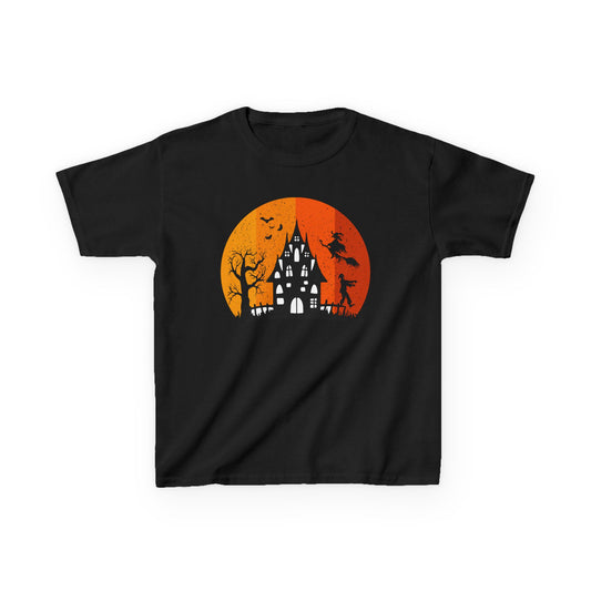 Halloween Haunted House Kids Tee, Spooky Shirt for Kids, Trick or Treat Shirt, Halloween Costume Tee, Fall Festivities Tee - TINMICO