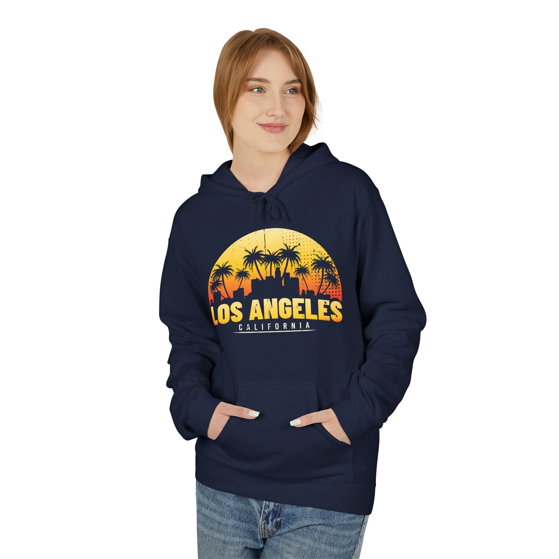 California Sunset Hoodie, Los Angeles Fleece Sweatshirt, Beach Vibes Fashion, Travel Gift, Summer Casual Wear - TINMICO