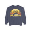 Los Angeles Sunset Sweatshirt - Vintage Unisex Garment-Dyed Pullover, California Apparel, Travel Souvenir, Cozy Gift, Streetwear Style - TINMICO
