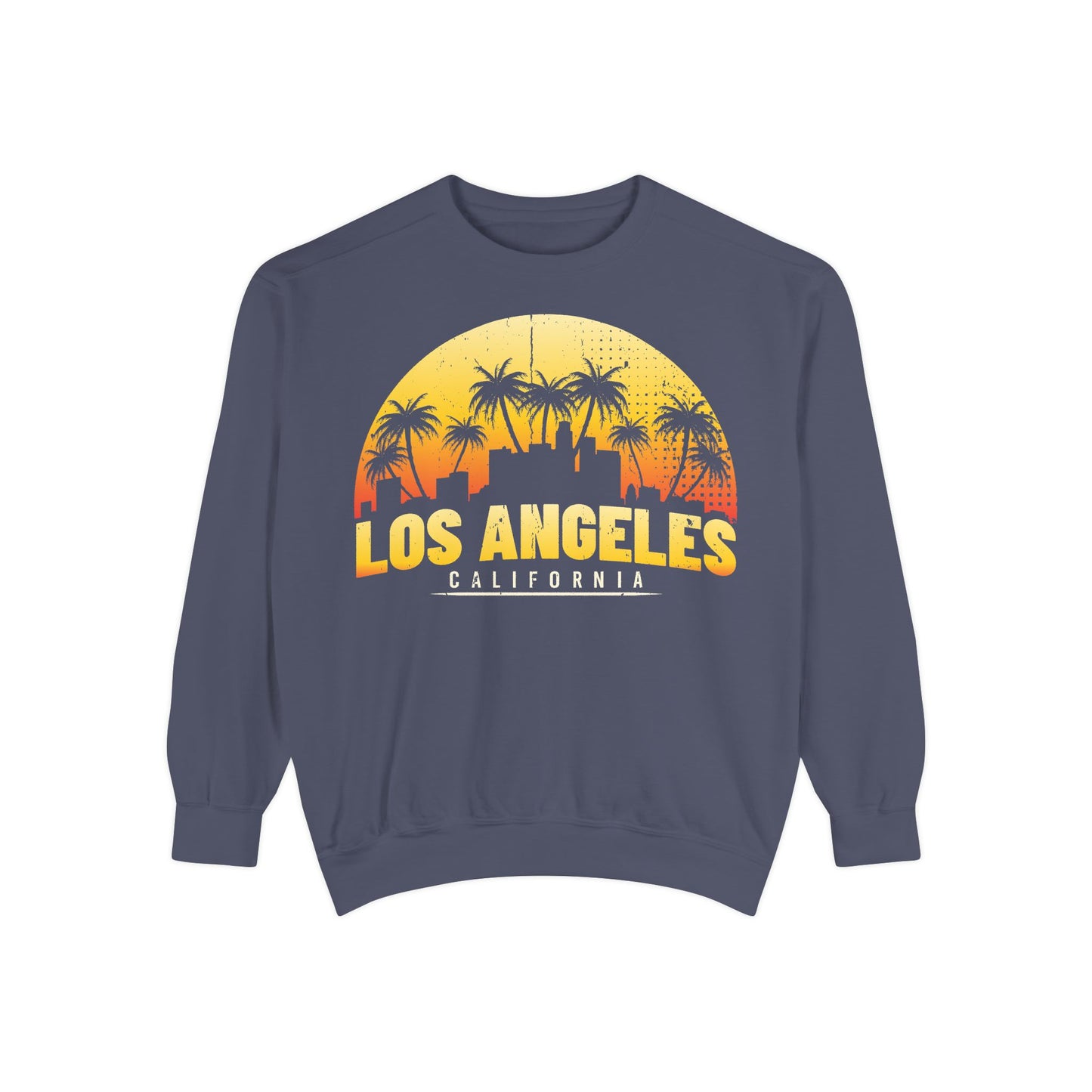 Los Angeles Sunset Sweatshirt - Vintage Unisex Garment-Dyed Pullover, California Apparel, Travel Souvenir, Cozy Gift, Streetwear Style - TINMICO