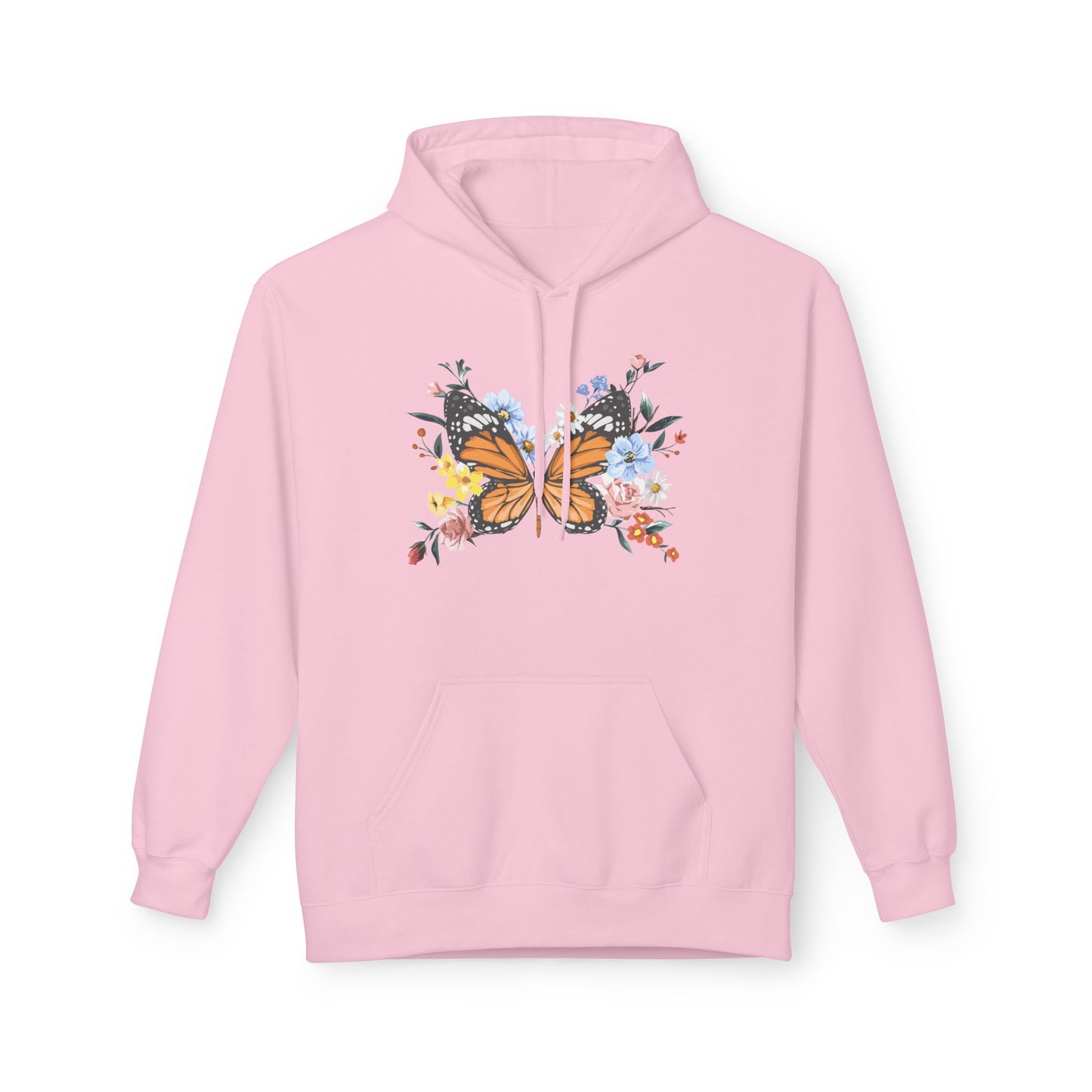 Butterfly Floral Hoodie, Cozy Unisex Fleece Sweatshirt, Perfect for Nature Lovers, Gift for Women and Men, Spring Fashion - TINMICO