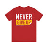 Motivational Unisex Tee - 'Never Give Up' Black Shirt, Inspirational Gift, Workout Top, Daily Wear, Encouragement Apparel - TINMICO