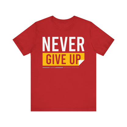 Motivational Unisex Tee - 'Never Give Up' Black Shirt, Inspirational Gift, Workout Top, Daily Wear, Encouragement Apparel - TINMICO