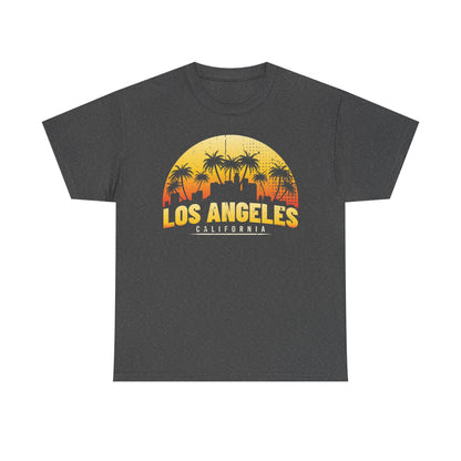 Los Angeles Sunset Graphic Tee | Unisex Heavy Cotton Shirt, California Style T-Shirt, Summer Outfit, Presentation Gift, Music Festival Top - TINMICO