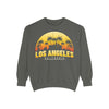 Los Angeles Sunset Sweatshirt - Vintage Unisex Garment-Dyed Pullover, California Apparel, Travel Souvenir, Cozy Gift, Streetwear Style - TINMICO