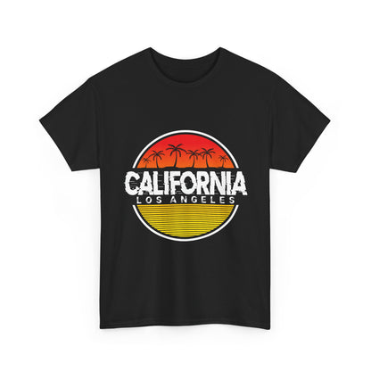 California Sunset Unisex Heavy Cotton Tee, Casual Wear, Summer Vibe, Gift for Travelers, Beach Party Shirt, Graphic Tee - TINMICO