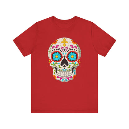 Colorful Sugar Skull Tee - Day of the Dead Shirt, Unisex Casual Wear, Festival Outfit, Gift for Halloween and Celebrations - TINMICO