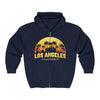 Los Angeles Sunset Zip Hoodie, California Graphic Sweatshirt, Unisex Hooded Jacket, Beach Vibes Apparel, Travel Souvenir Pullover - TINMICO