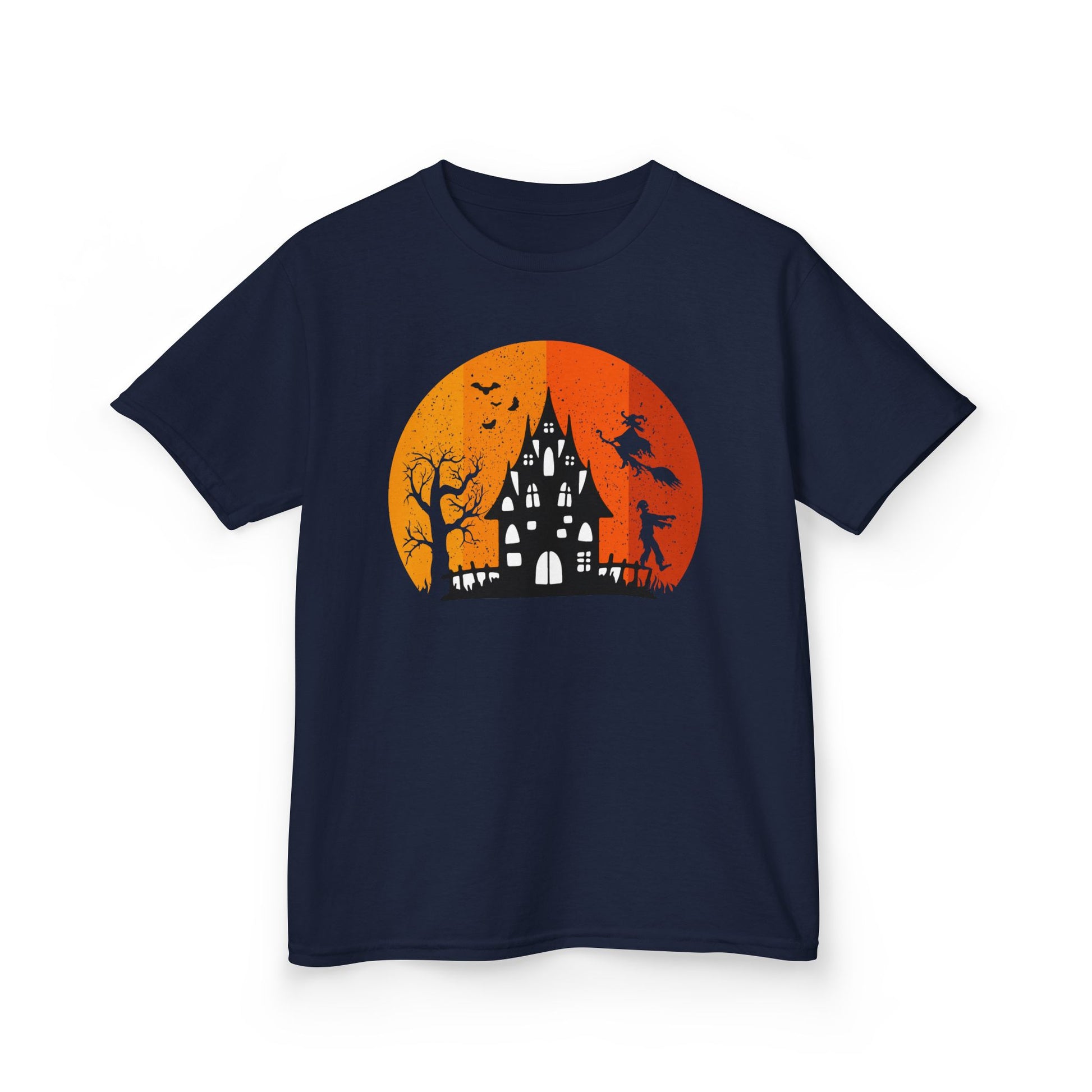 Halloween Haunted House Kids Tee, Spooky Shirt for Kids, Trick or Treat Shirt, Halloween Costume Tee, Fall Festivities Tee - TINMICO