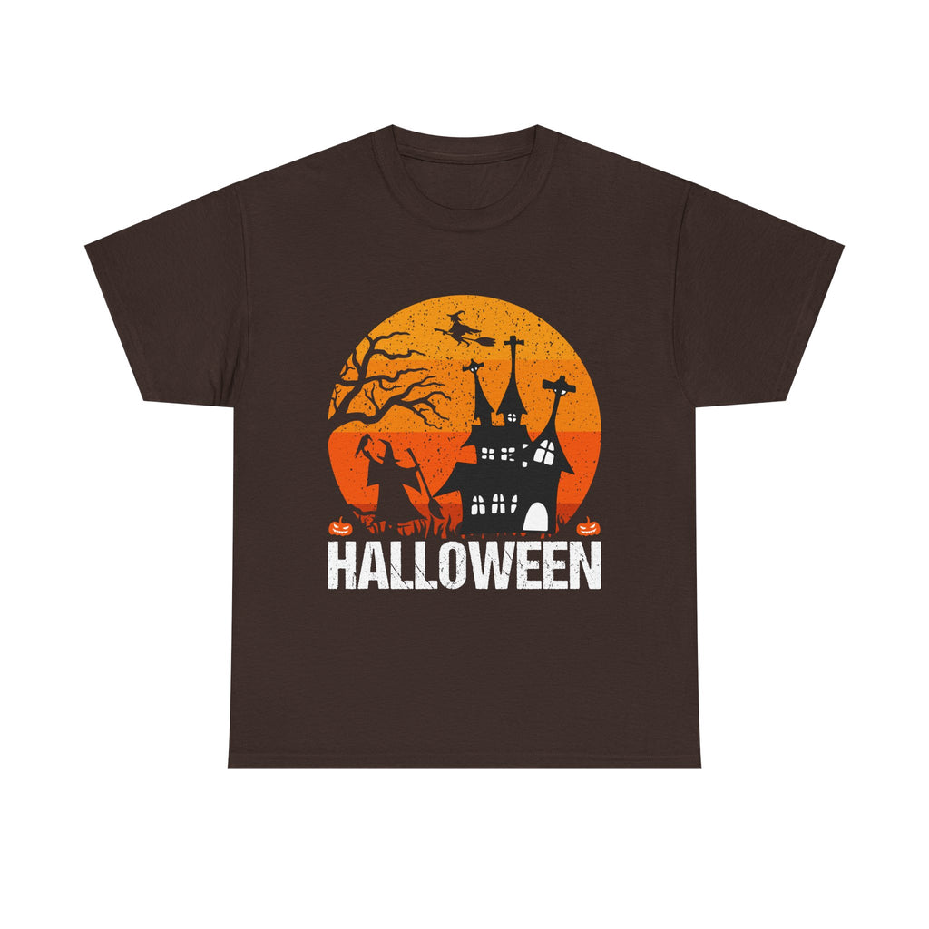Halloween Unisex Heavy Cotton Tee, Spooky Shirt, Fall Apparel, Holiday Gift, Haunted House T-Shirt, Halloween Costume Top - TINMICO