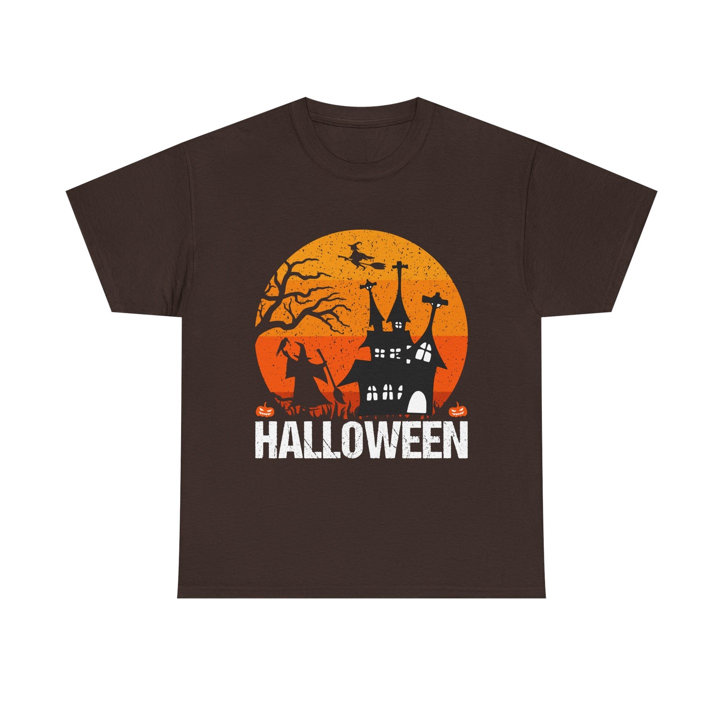 Halloween Unisex Heavy Cotton Tee, Spooky Shirt, Fall Apparel, Holiday Gift, Haunted House T-Shirt, Halloween Costume Top - TINMICO