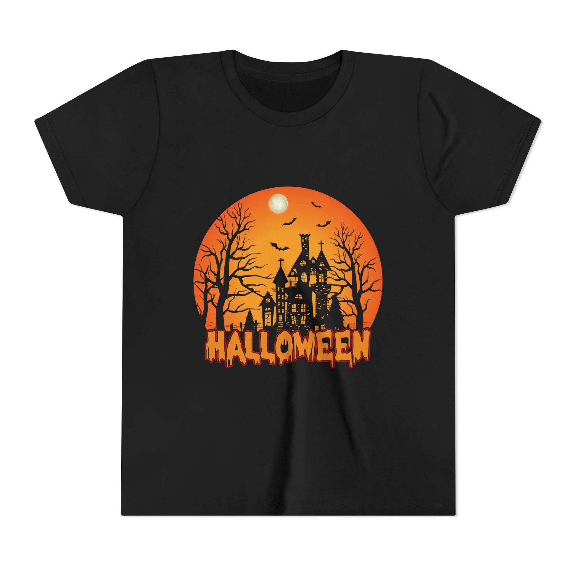 Halloween Youth Short Sleeve Tee, Halloween T-Shirt, Kids Spooky Shirt, Trick or Treat Top, Scary Costume Tee, Fall Celebration Apparel - TINMICO