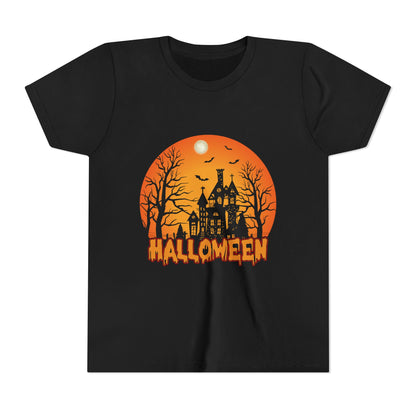Halloween Youth Short Sleeve Tee, Halloween T-Shirt, Kids Spooky Shirt, Trick or Treat Top, Scary Costume Tee, Fall Celebration Apparel - TINMICO