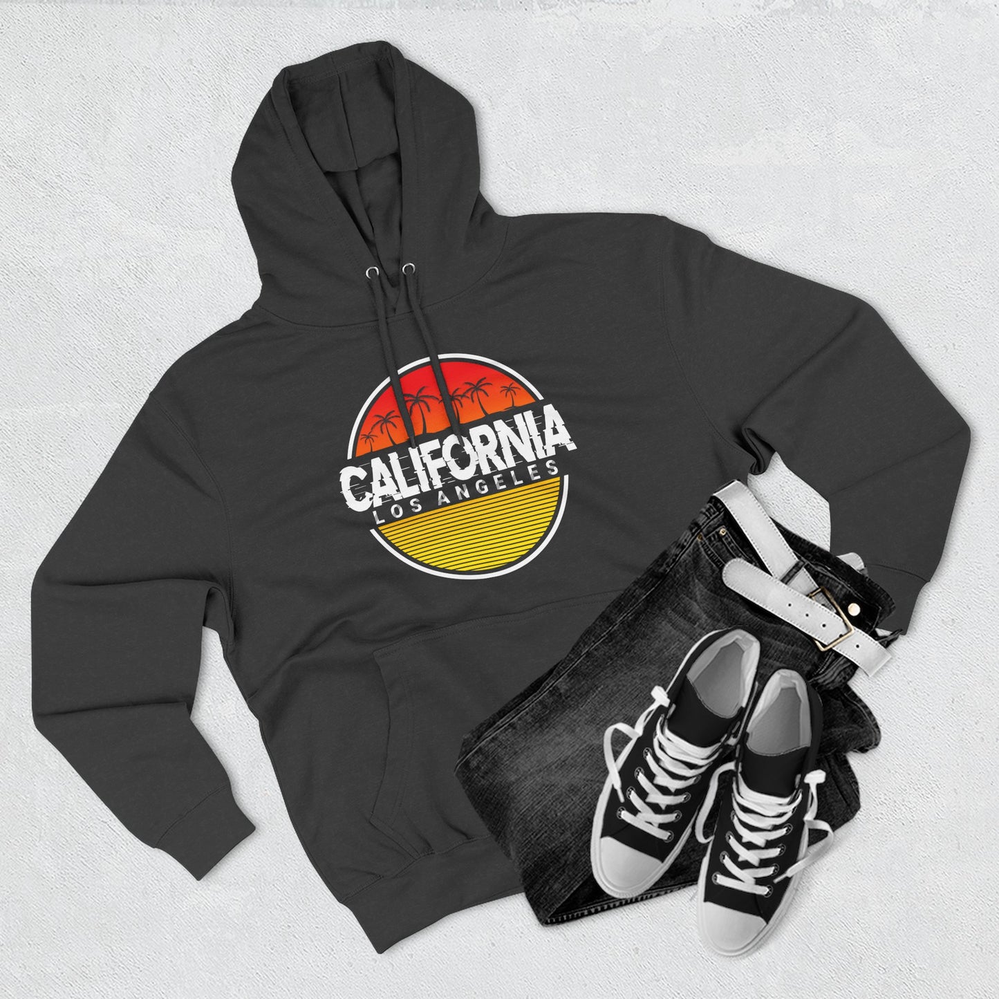 California Sunset Fleece Hoodie, Cozy Sweater, Perfect for Beach Days, Gifts for Her, Summer Vibes - TINMICO