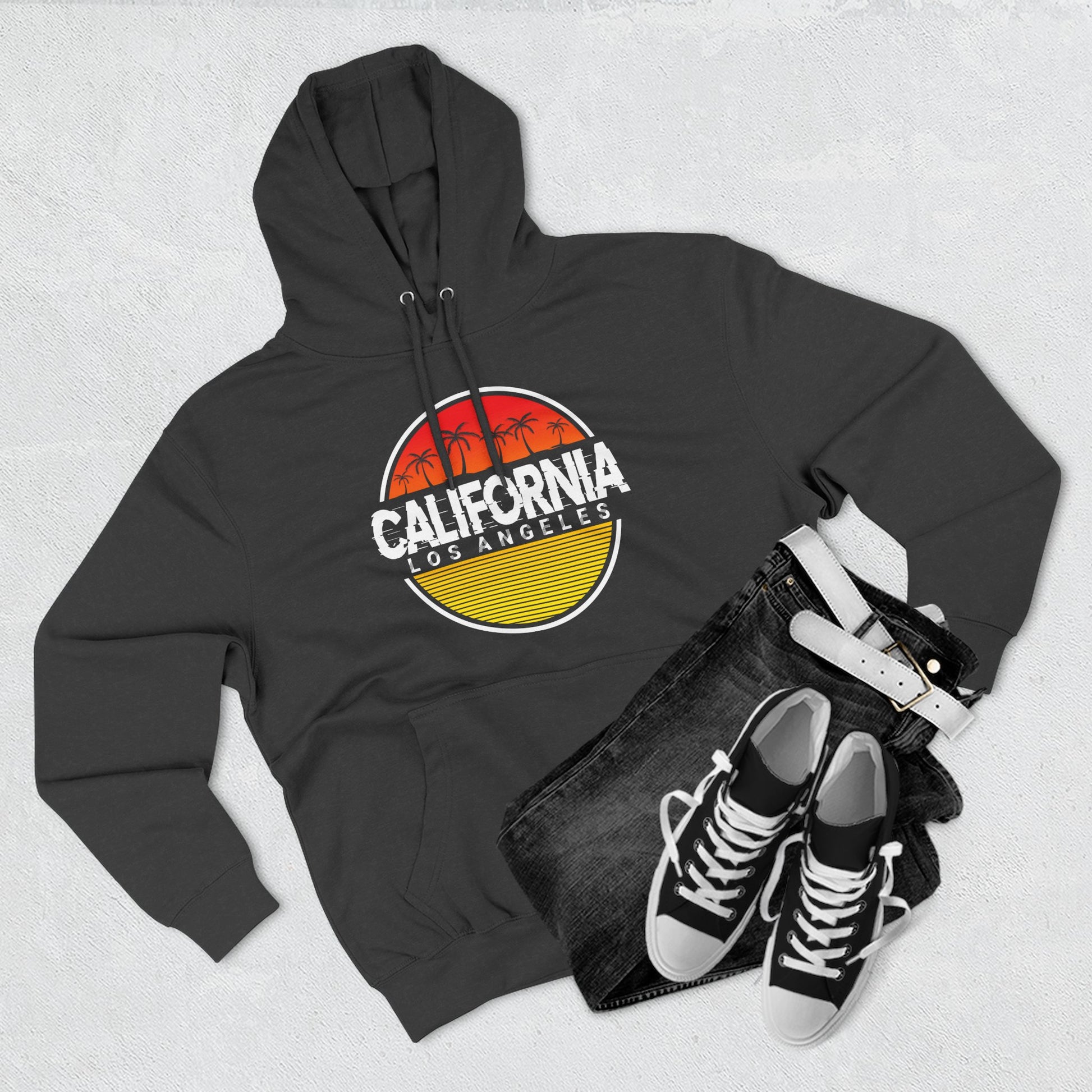California Sunset Fleece Hoodie, Cozy Sweater, Perfect for Beach Days, Gifts for Her, Summer Vibes - TINMICO