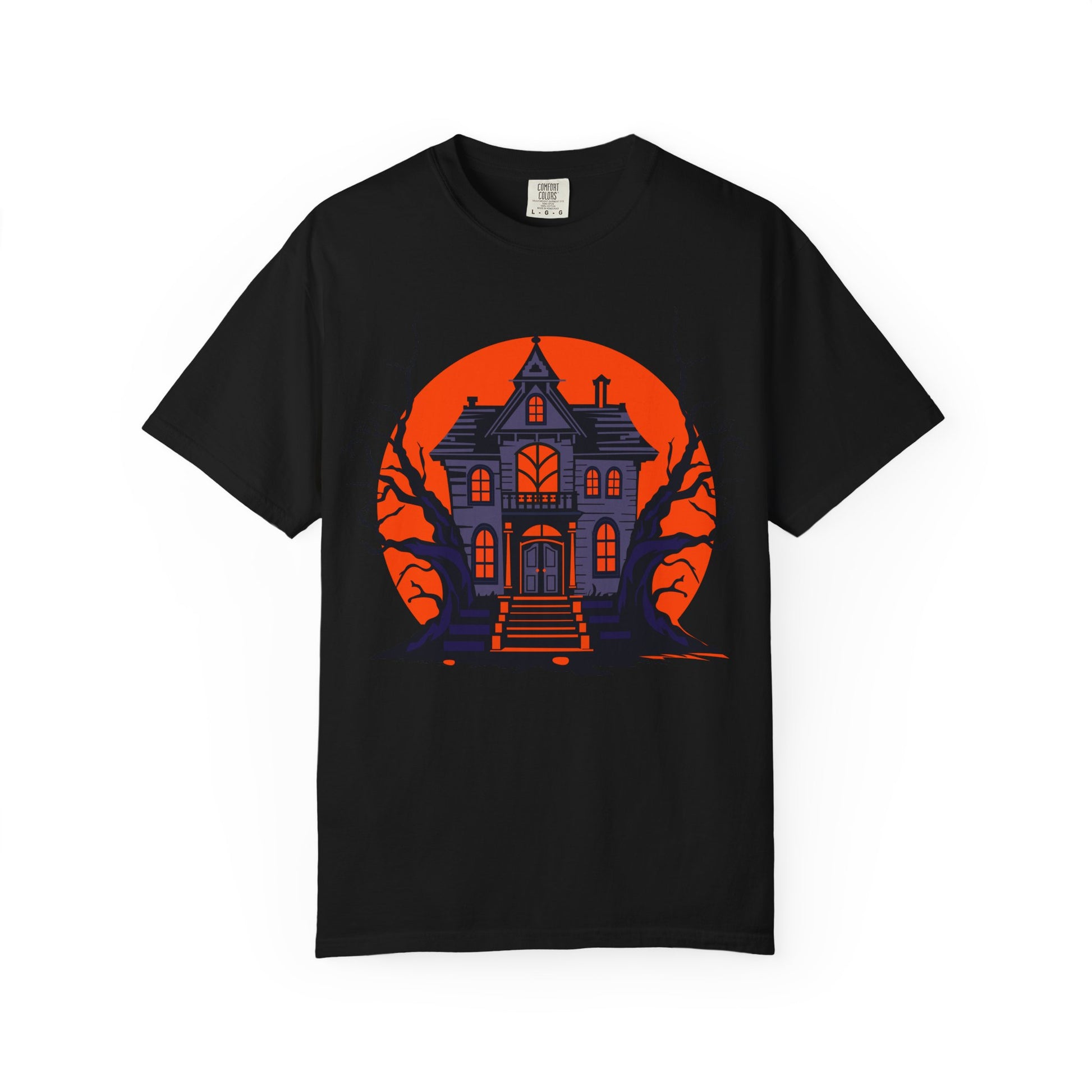 Spooky Haunted House T-Shirt, Halloween Tee, Unisex Halloween Apparel, Fall Fashion, Ghostly Graphic Shirt, Eerie T-Shirt - TINMICO