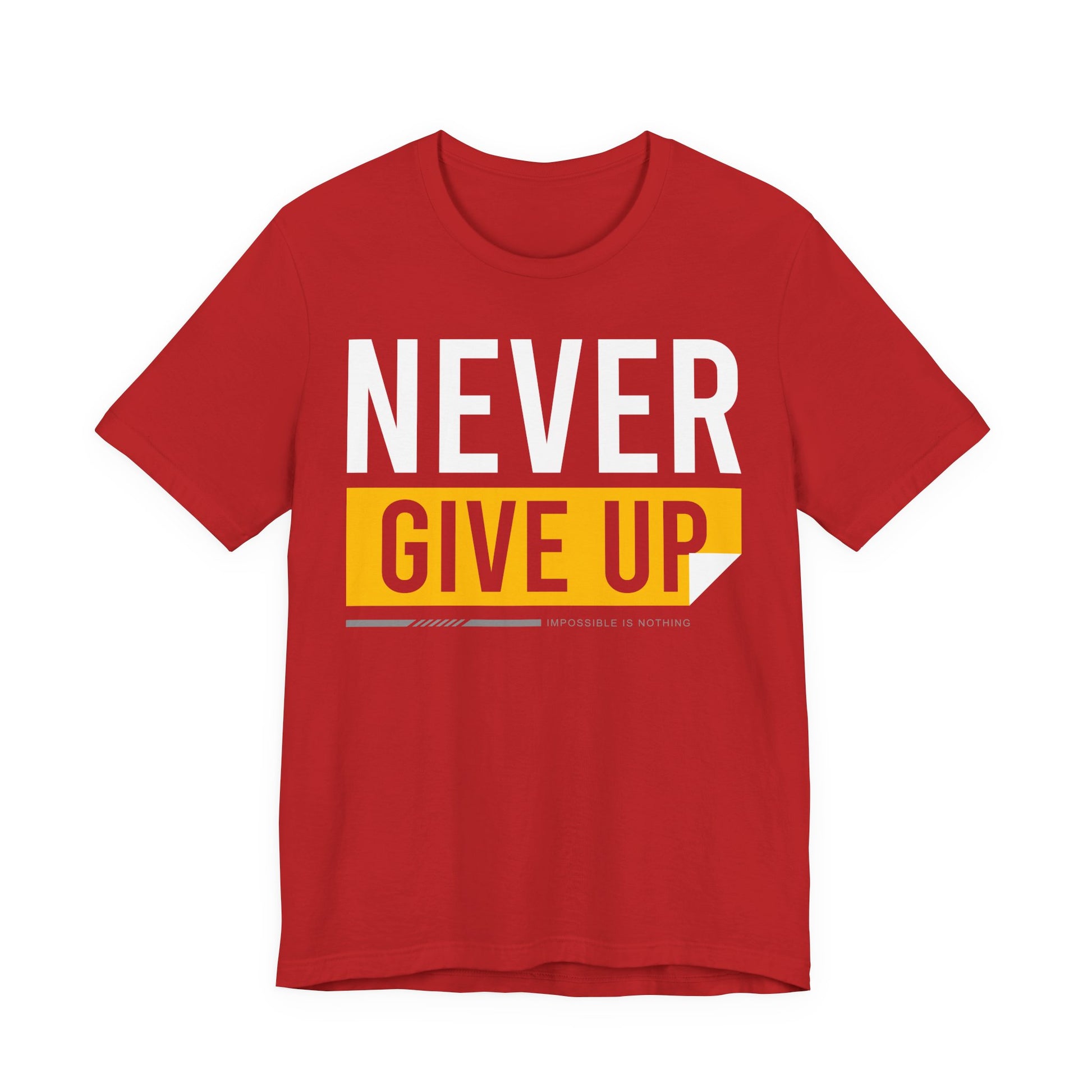 Motivational Unisex Tee - 'Never Give Up' Black Shirt, Inspirational Gift, Workout Top, Daily Wear, Encouragement Apparel - TINMICO