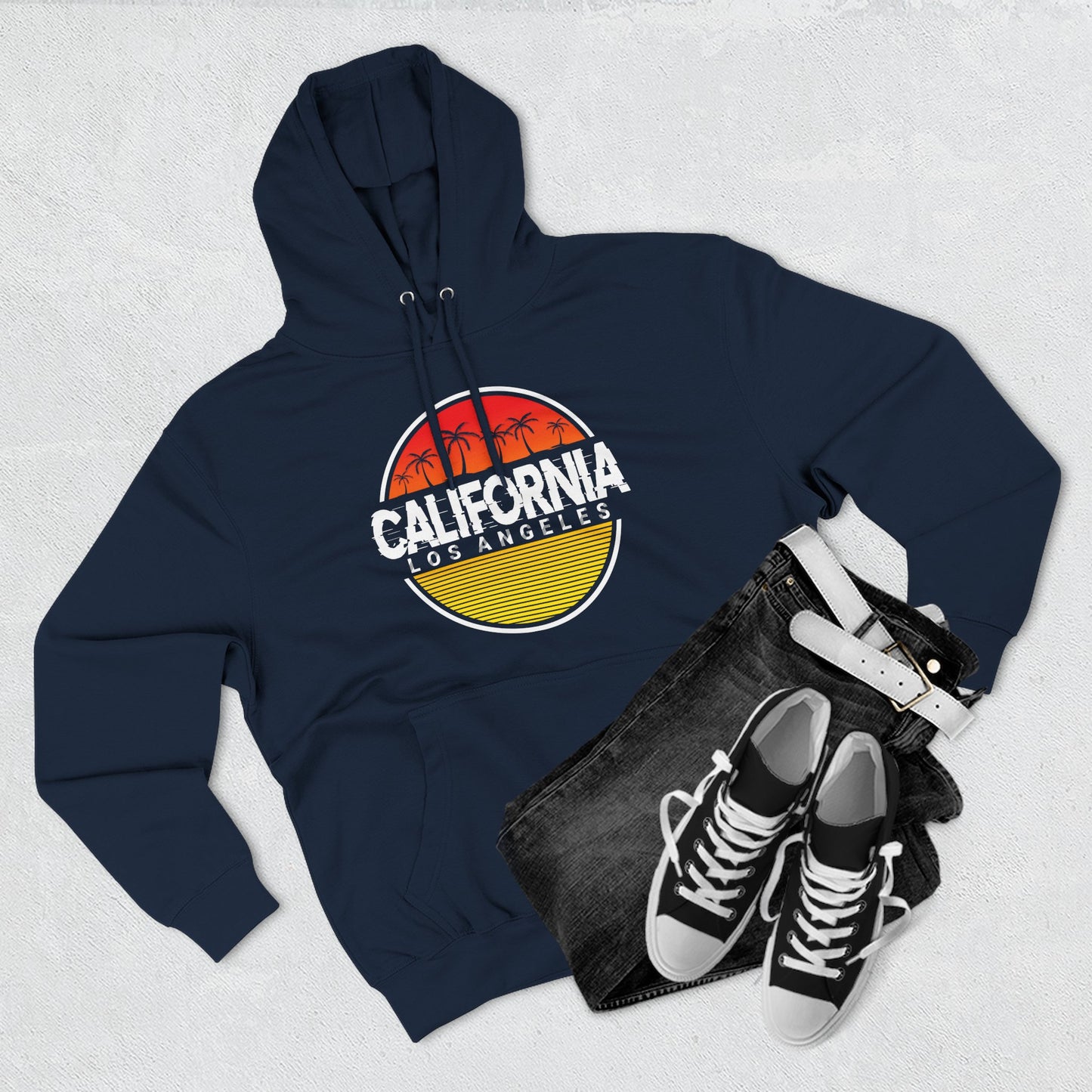 California Sunset Fleece Hoodie, Cozy Sweater, Perfect for Beach Days, Gifts for Her, Summer Vibes - TINMICO