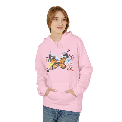 Butterfly Floral Hoodie, Cozy Unisex Fleece Sweatshirt, Perfect for Nature Lovers, Gift for Women and Men, Spring Fashion - TINMICO