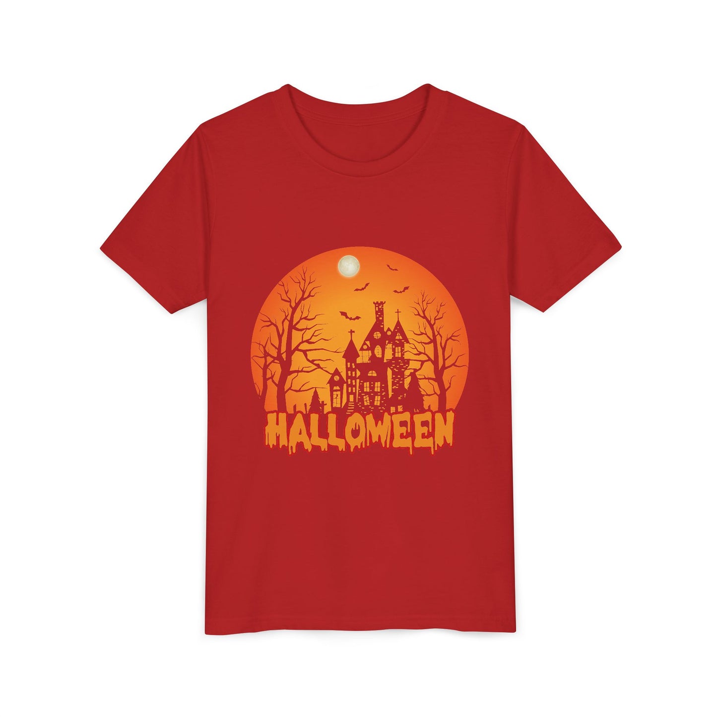 Halloween Youth Short Sleeve Tee, Halloween T-Shirt, Kids Spooky Shirt, Trick or Treat Top, Scary Costume Tee, Fall Celebration Apparel - TINMICO