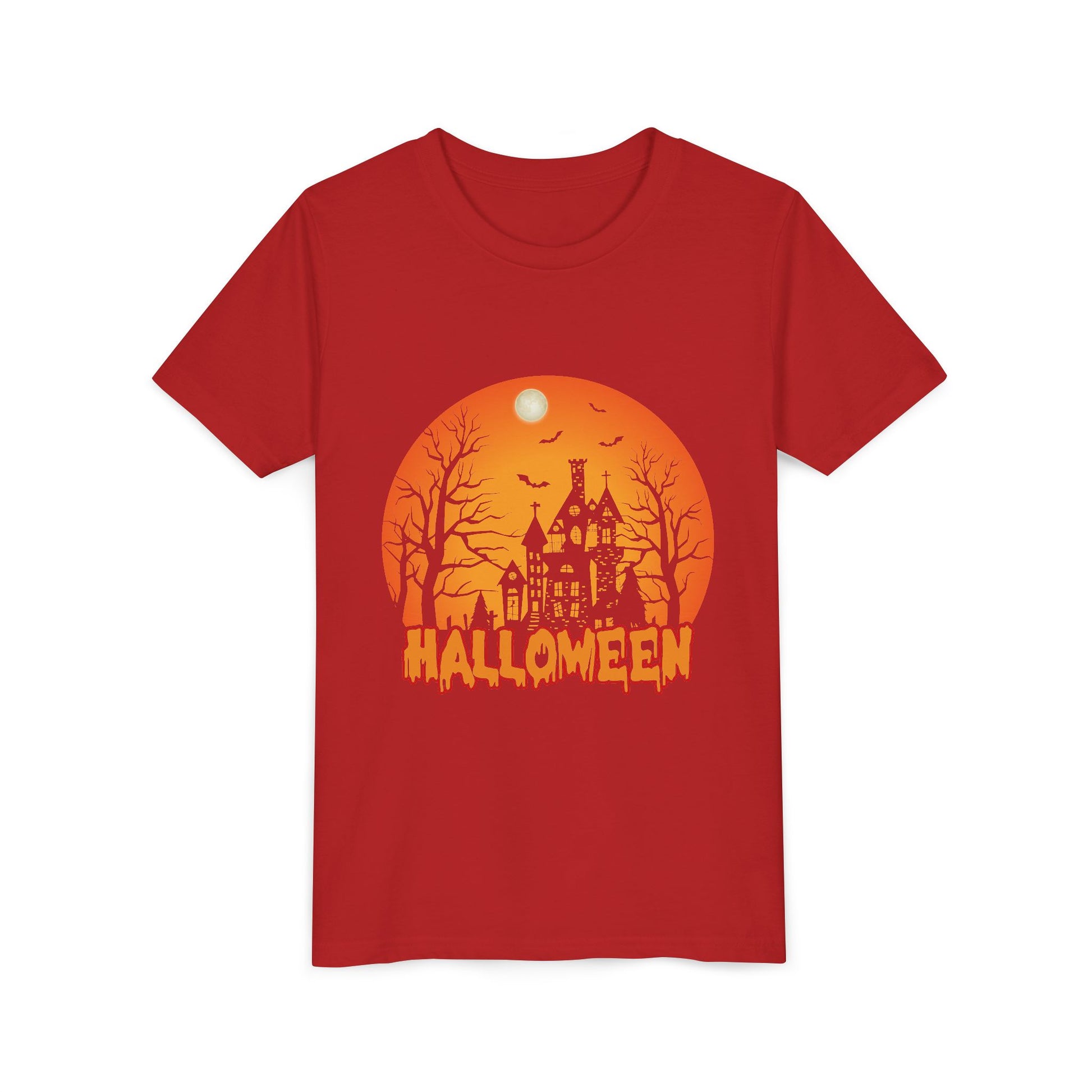 Halloween Youth Short Sleeve Tee, Halloween T-Shirt, Kids Spooky Shirt, Trick or Treat Top, Scary Costume Tee, Fall Celebration Apparel - TINMICO