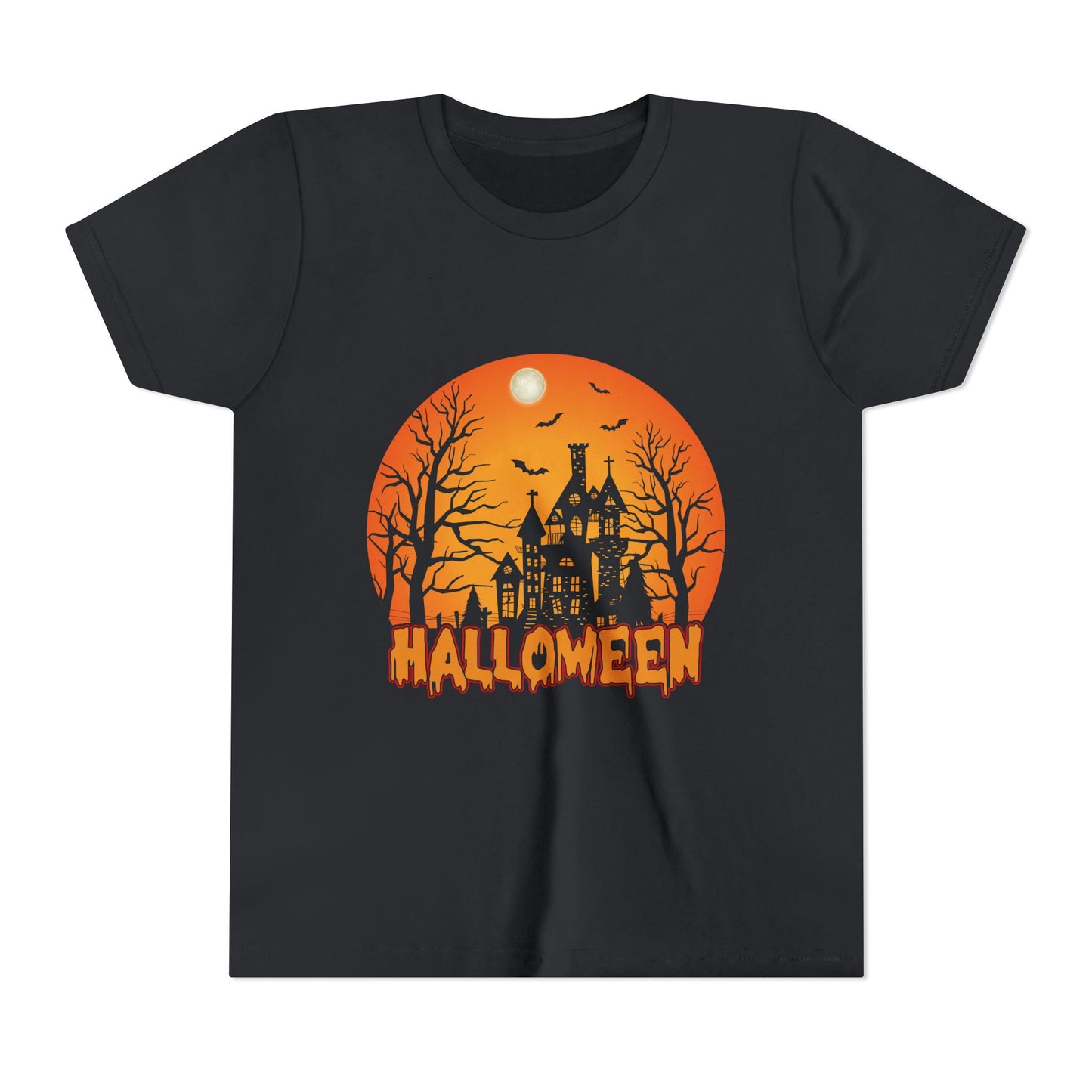 Halloween Youth Short Sleeve Tee, Halloween T-Shirt, Kids Spooky Shirt, Trick or Treat Top, Scary Costume Tee, Fall Celebration Apparel - TINMICO