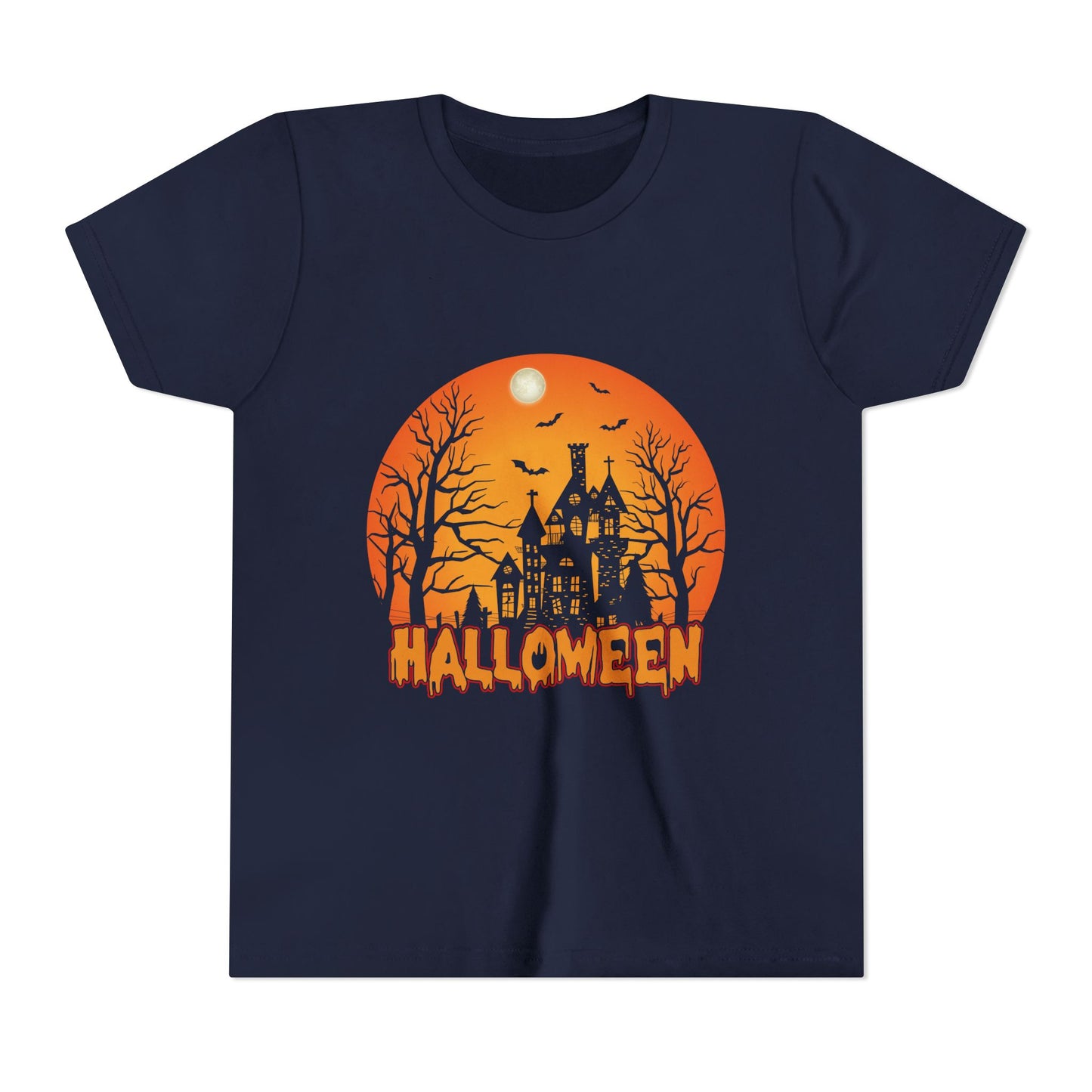 Halloween Youth Short Sleeve Tee, Halloween T-Shirt, Kids Spooky Shirt, Trick or Treat Top, Scary Costume Tee, Fall Celebration Apparel - TINMICO