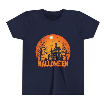 Halloween Youth Short Sleeve Tee, Halloween T-Shirt, Kids Spooky Shirt, Trick or Treat Top, Scary Costume Tee, Fall Celebration Apparel - TINMICO