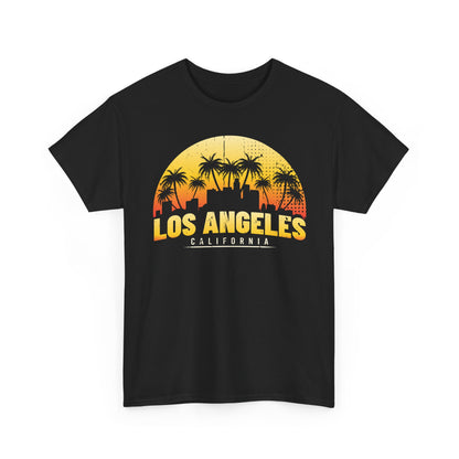 Los Angeles Sunset Graphic Tee | Unisex Heavy Cotton Shirt, California Style T-Shirt, Summer Outfit, Presentation Gift, Music Festival Top - TINMICO