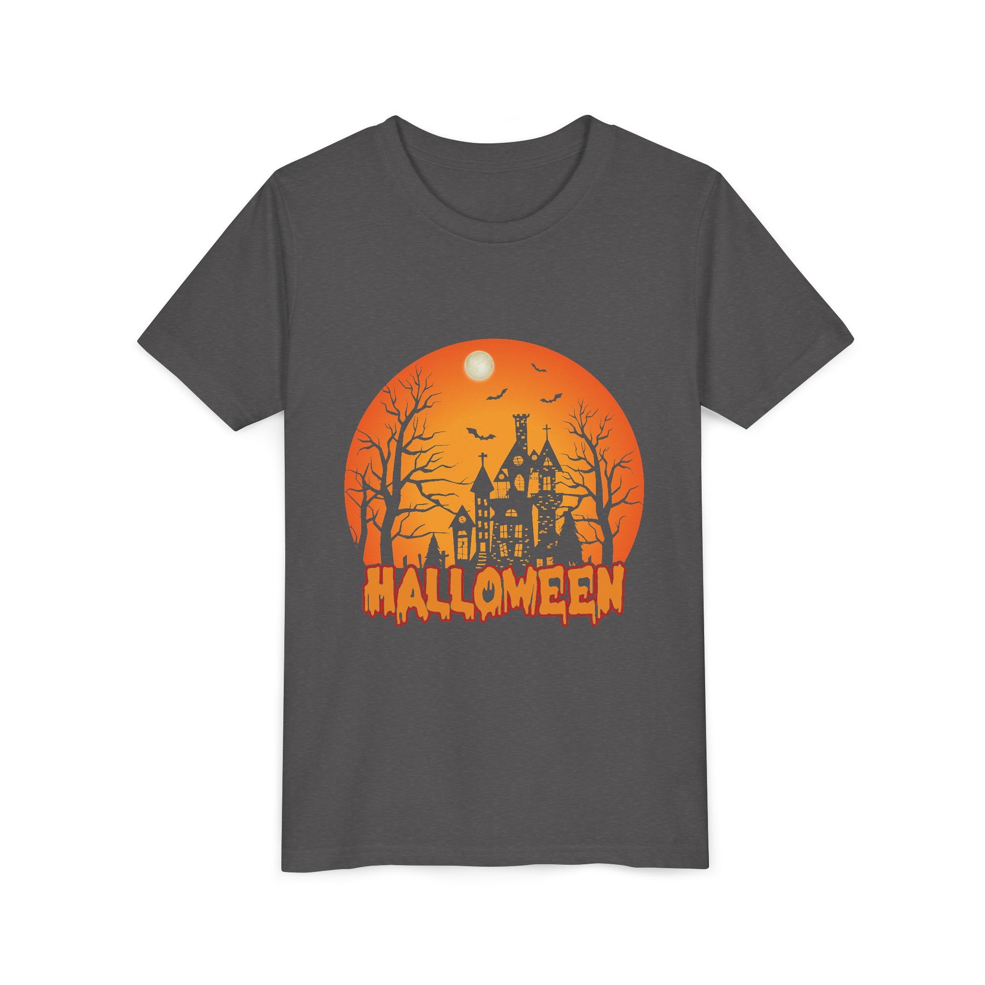 Halloween Youth Short Sleeve Tee, Halloween T-Shirt, Kids Spooky Shirt, Trick or Treat Top, Scary Costume Tee, Fall Celebration Apparel - TINMICO