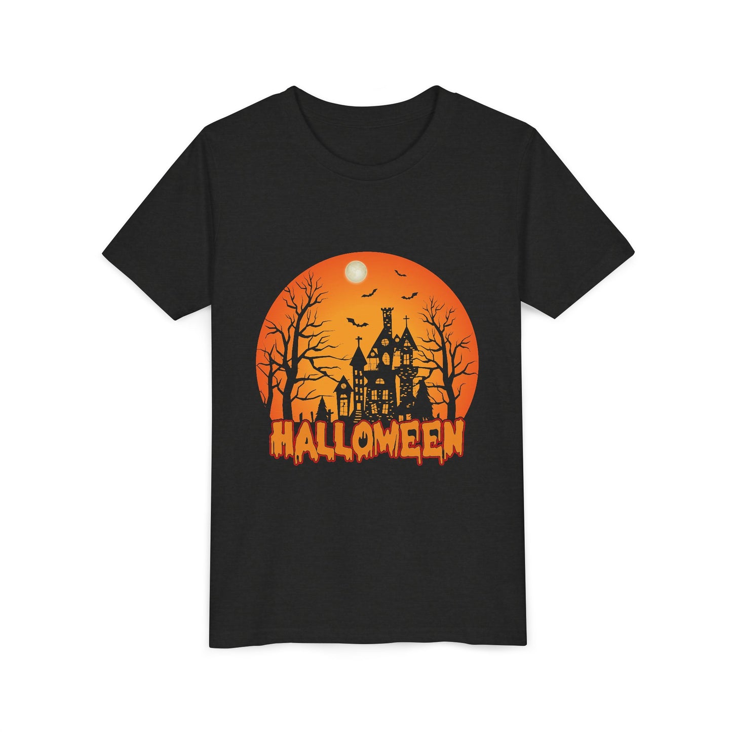 Halloween Youth Short Sleeve Tee, Halloween T-Shirt, Kids Spooky Shirt, Trick or Treat Top, Scary Costume Tee, Fall Celebration Apparel - TINMICO