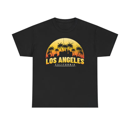 Los Angeles Sunset Graphic Tee | Unisex Heavy Cotton Shirt, California Style T-Shirt, Summer Outfit, Presentation Gift, Music Festival Top - TINMICO