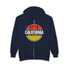 California Sunset Hoodie | Unisex Full Zip Sweatshirt, Casual Wear, Travel Apparel, Gift for Him/Her, Outdoor Fashion, LA Style - TINMICO