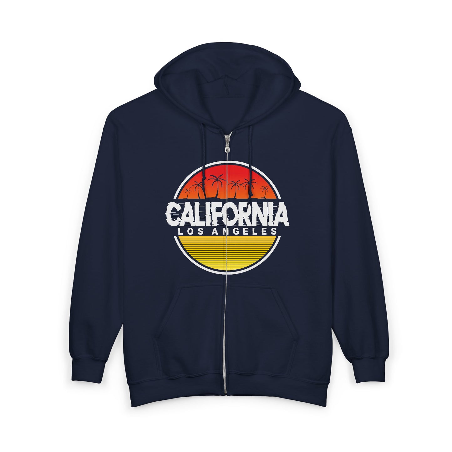 California Sunset Hoodie | Unisex Full Zip Sweatshirt, Casual Wear, Travel Apparel, Gift for Him/Her, Outdoor Fashion, LA Style - TINMICO