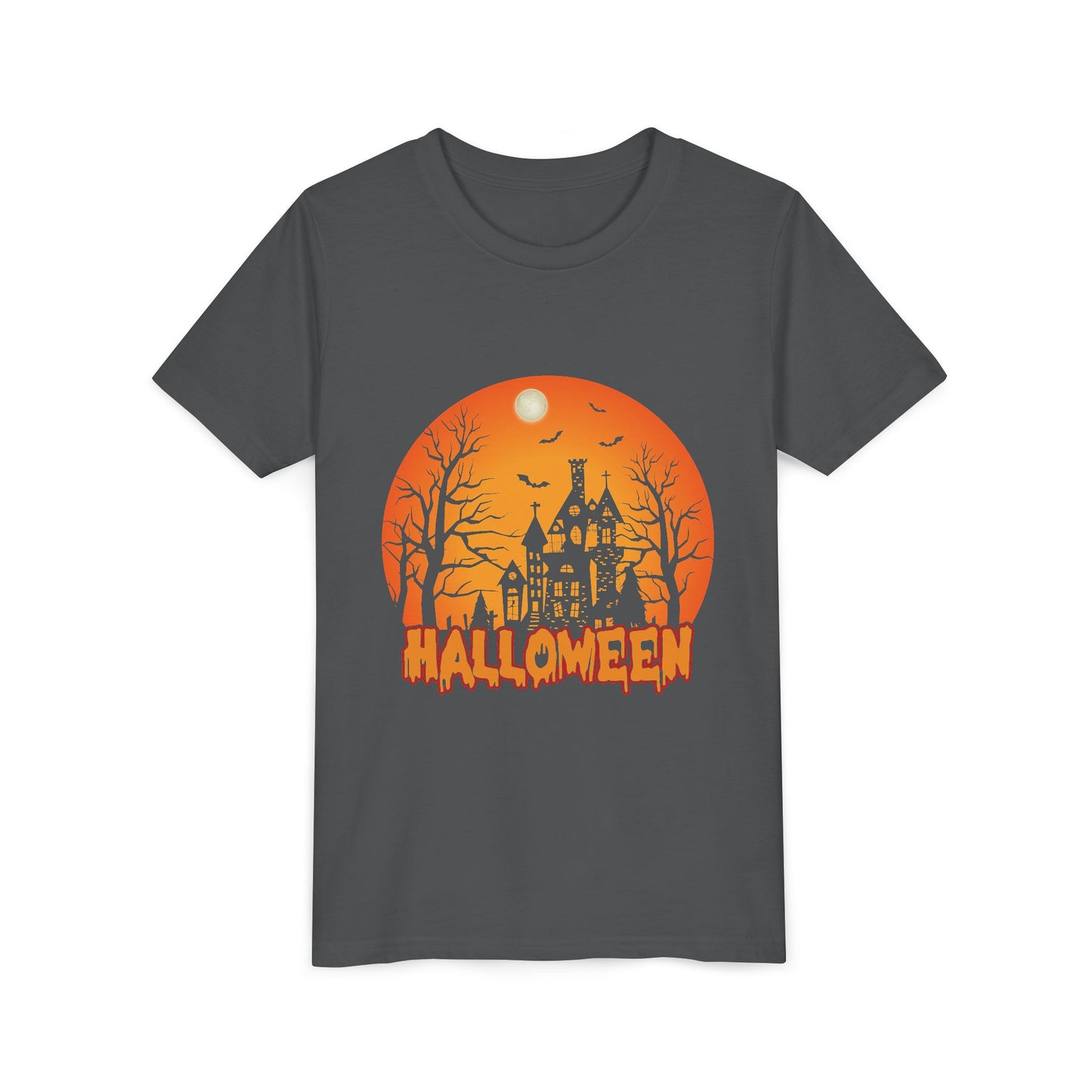 Halloween Youth Short Sleeve Tee, Halloween T-Shirt, Kids Spooky Shirt, Trick or Treat Top, Scary Costume Tee, Fall Celebration Apparel - TINMICO