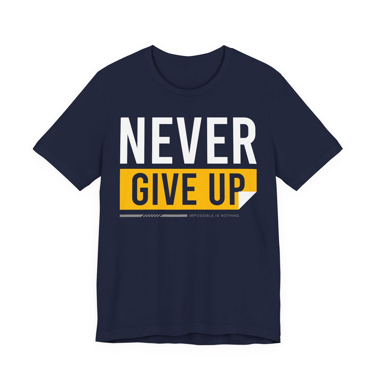 Motivational Unisex Tee - 'Never Give Up' Black Shirt, Inspirational Gift, Workout Top, Daily Wear, Encouragement Apparel - TINMICO