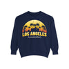 Los Angeles Sunset Sweatshirt - Vintage Unisex Garment-Dyed Pullover, California Apparel, Travel Souvenir, Cozy Gift, Streetwear Style - TINMICO